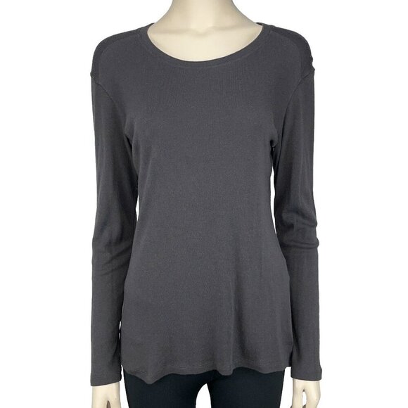 M0851 Luxury Long Sleeves Soft Viscose Athleisure Scoop Neck Gray T-Shirt sz 8 - Picture 1 of 5